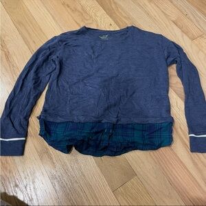 Vineyard Vines LS Plaid Trim Top